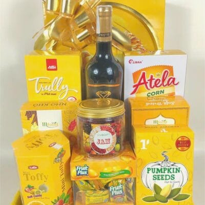 Giỏ Quà Tết Gỗ Vàng 1