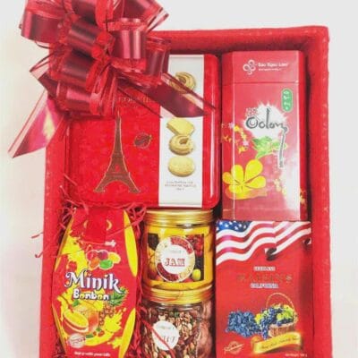 Khay Quà Tết Gỗ Đỏ 1